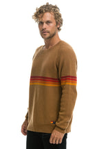 Classic RAINBOW STRIPE 4 UNISEX CASHMERE SWEATER - BUTTERSCOTCH