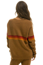 Classic RAINBOW STRIPE 4 UNISEX CASHMERE SWEATER - BUTTERSCOTCH