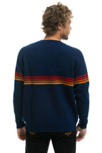 Classic RAINBOW STRIPE 4 UNISEX CASHMERE SWEATER - MIDNIGHT