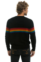 Classic RAINBOW STRIPE 6 UNISEX CASHMERE SWEATER - BLACK