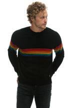 Classic RAINBOW STRIPE 6 UNISEX CASHMERE SWEATER - BLACK
