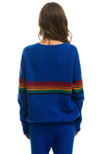 Classic RAINBOW STRIPE 6 UNISEX CASHMERE SWEATER - LAPIS
