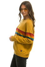Classic RAINBOW STRIPE 6 UNISEX LIGHT CASHMERE SWEATER - HARVEST