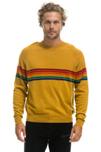Classic RAINBOW STRIPE 6 UNISEX LIGHT CASHMERE SWEATER - HARVEST