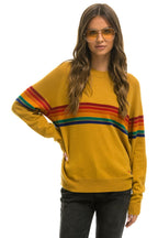 Classic RAINBOW STRIPE 6 UNISEX LIGHT CASHMERE SWEATER - HARVEST