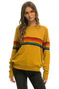 Classic RAINBOW STRIPE 6 UNISEX LIGHT CASHMERE SWEATER - HARVEST