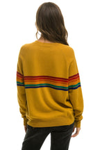 Classic RAINBOW STRIPE 6 UNISEX LIGHT CASHMERE SWEATER - HARVEST