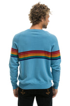 Classic RAINBOW STRIPE 6 UNISEX LIGHT CASHMERE SWEATER - OCEAN