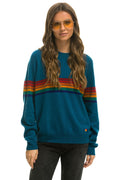 Classic RAINBOW STRIPE 6 UNISEX LIGHT CASHMERE SWEATER - PEACOCK