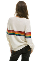 Classic RAINBOW STRIPE 6 UNISEX LIGHT CASHMERE SWEATER - SNOW