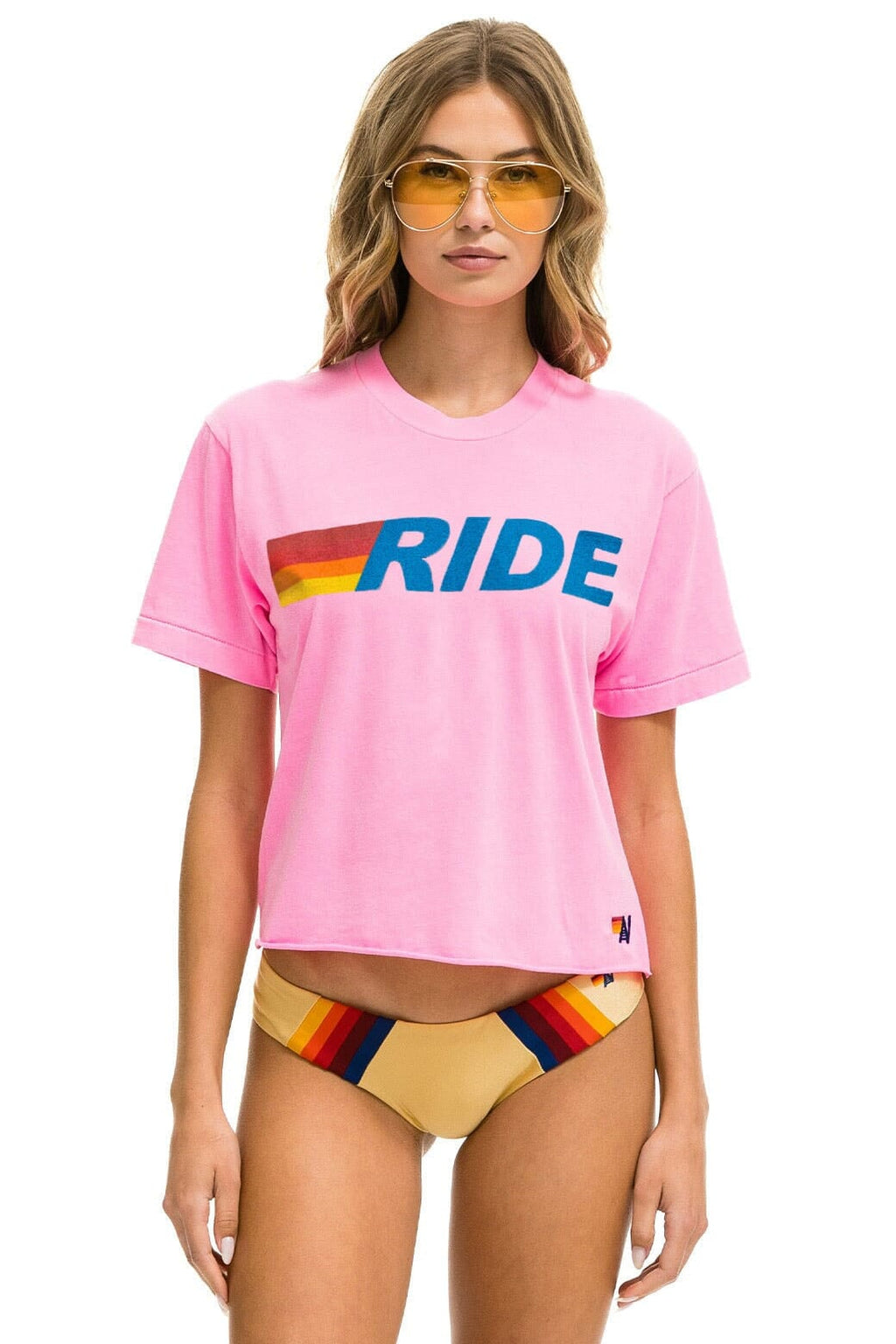 Classic RIDE LOGO BOYFRIEND TEE - NEON PINK