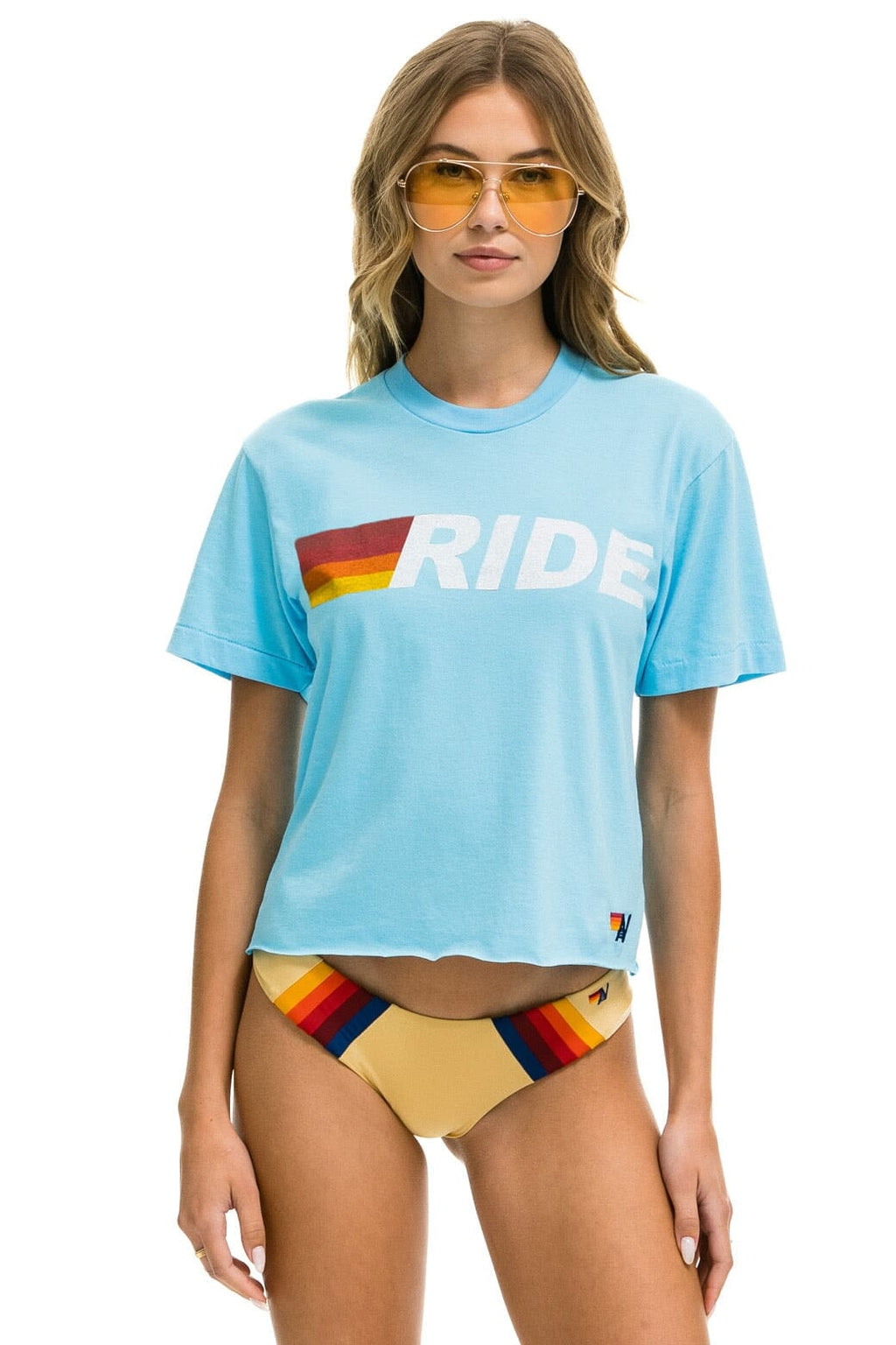 Classic RIDE LOGO WHITE BOYFRIEND TEE - SKY