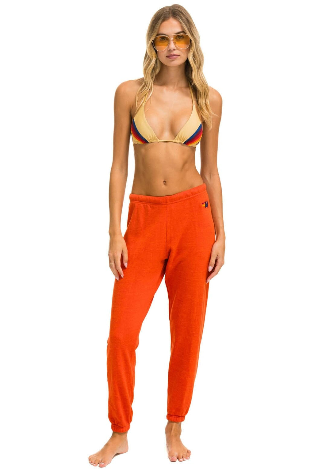 Classic RIDE LOGO WHITE SWEATPANTS - ORANGE