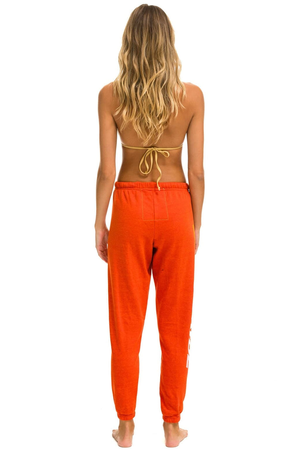 Classic RIDE LOGO WHITE SWEATPANTS - ORANGE