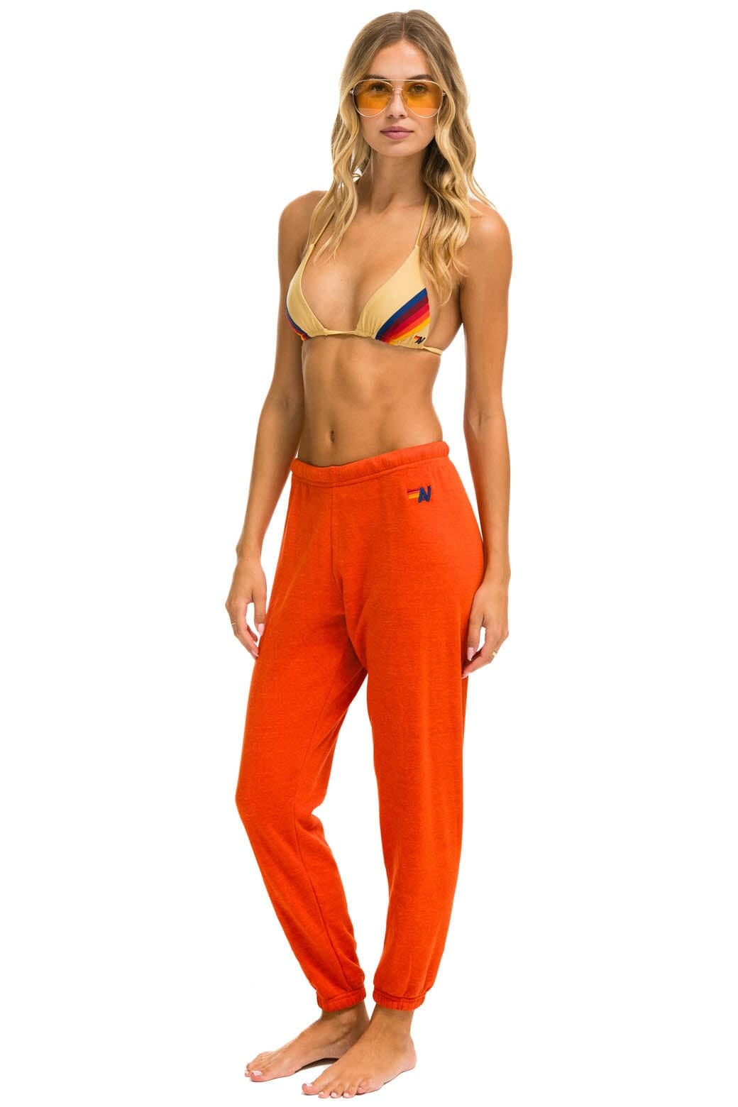 Classic RIDE LOGO WHITE SWEATPANTS - ORANGE