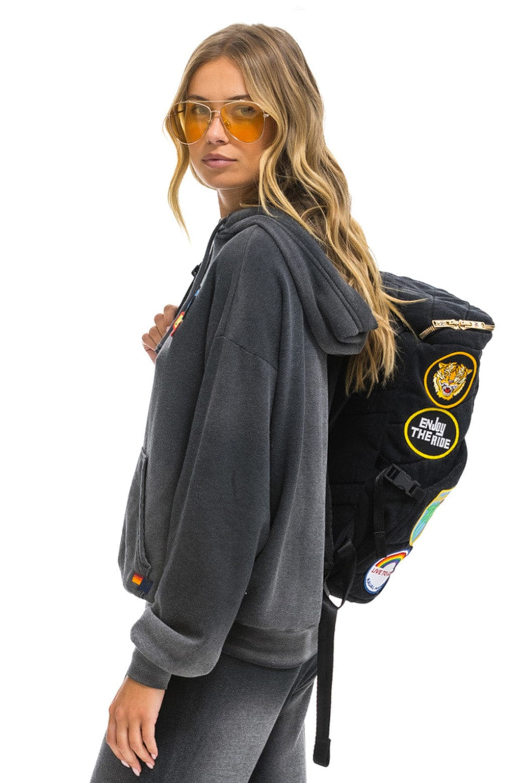 Classic VINTAGE PATCH DENIM PUFFER BACKPACK - VINTAGE BLACK