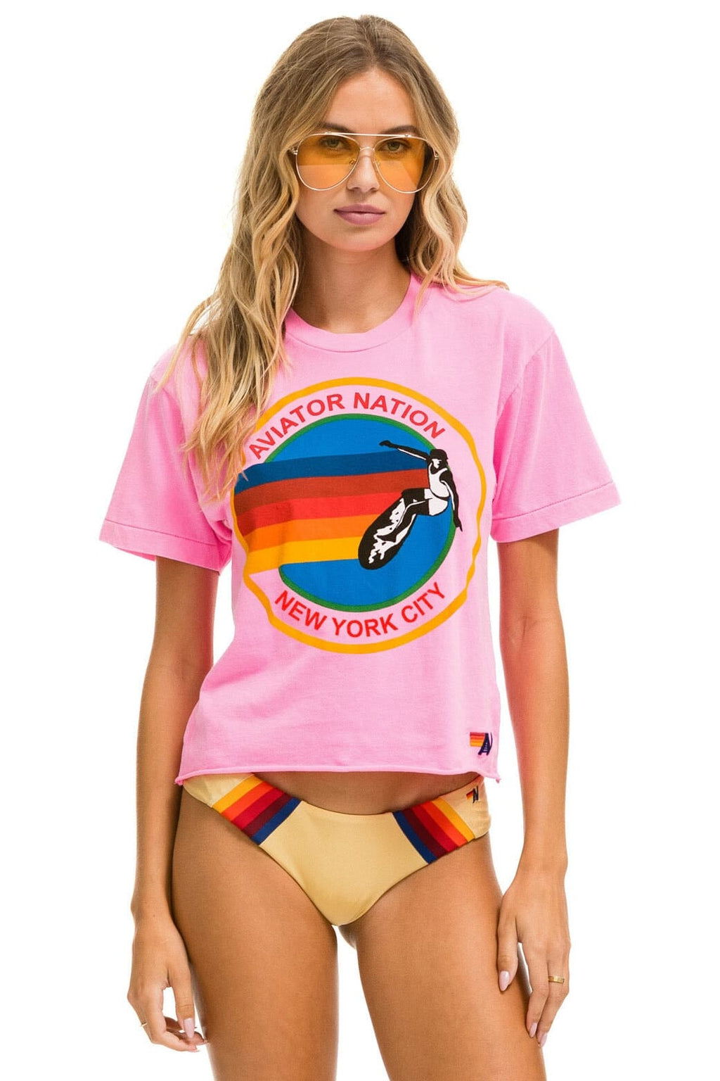 Classic SIGNATURE NEW YORK CITY BOYFRIEND TEE - NEON PINK