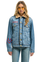 Classic SMALL STOKED BOLT SMILEY RANCH SHERPA DENIM JACKET - SUPER LIGHT