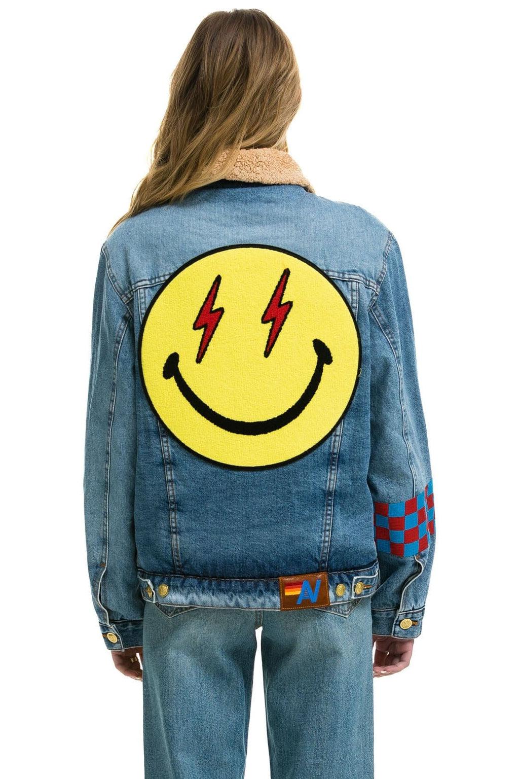 Classic SMALL STOKED BOLT SMILEY RANCH SHERPA DENIM JACKET - SUPER LIGHT