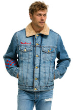 Classic SMALL STOKED BOLT SMILEY RANCH SHERPA DENIM JACKET - SUPER LIGHT