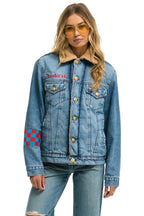 Classic SMALL STOKED BOLT SMILEY RANCH SHERPA DENIM JACKET - SUPER LIGHT