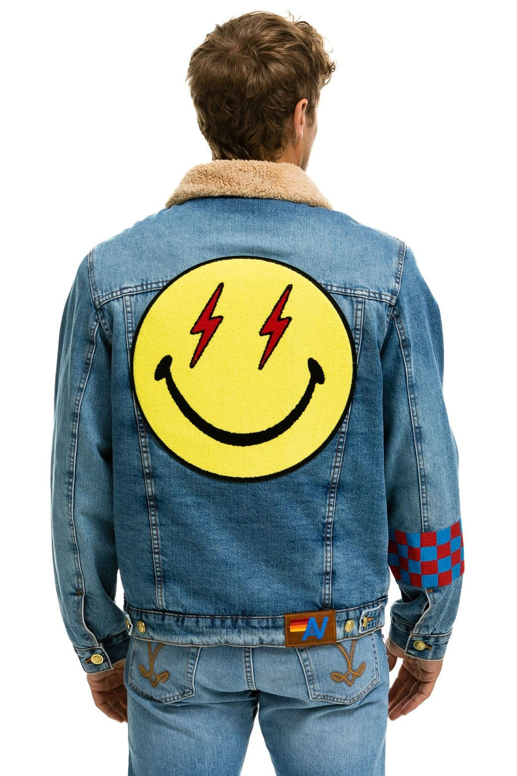 Classic SMALL STOKED BOLT SMILEY RANCH SHERPA DENIM JACKET - SUPER LIGHT