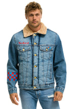 Classic SMALL STOKED BOLT SMILEY RANCH SHERPA DENIM JACKET - SUPER LIGHT