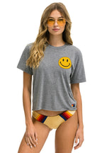 Classic SMILEY 2 BOYFRIEND TEE - HEATHER