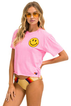 Classic SMILEY 2 BOYFRIEND TEE - NEON PINK