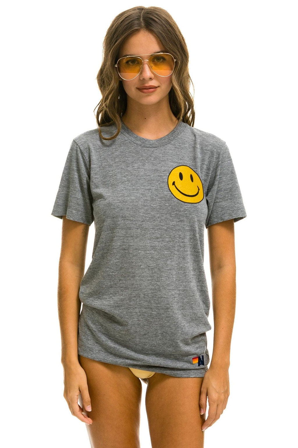 Classic SMILEY 2 CREW TEE - HEATHER GREY