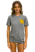 Classic SMILEY 2 CREW TEE - HEATHER GREY