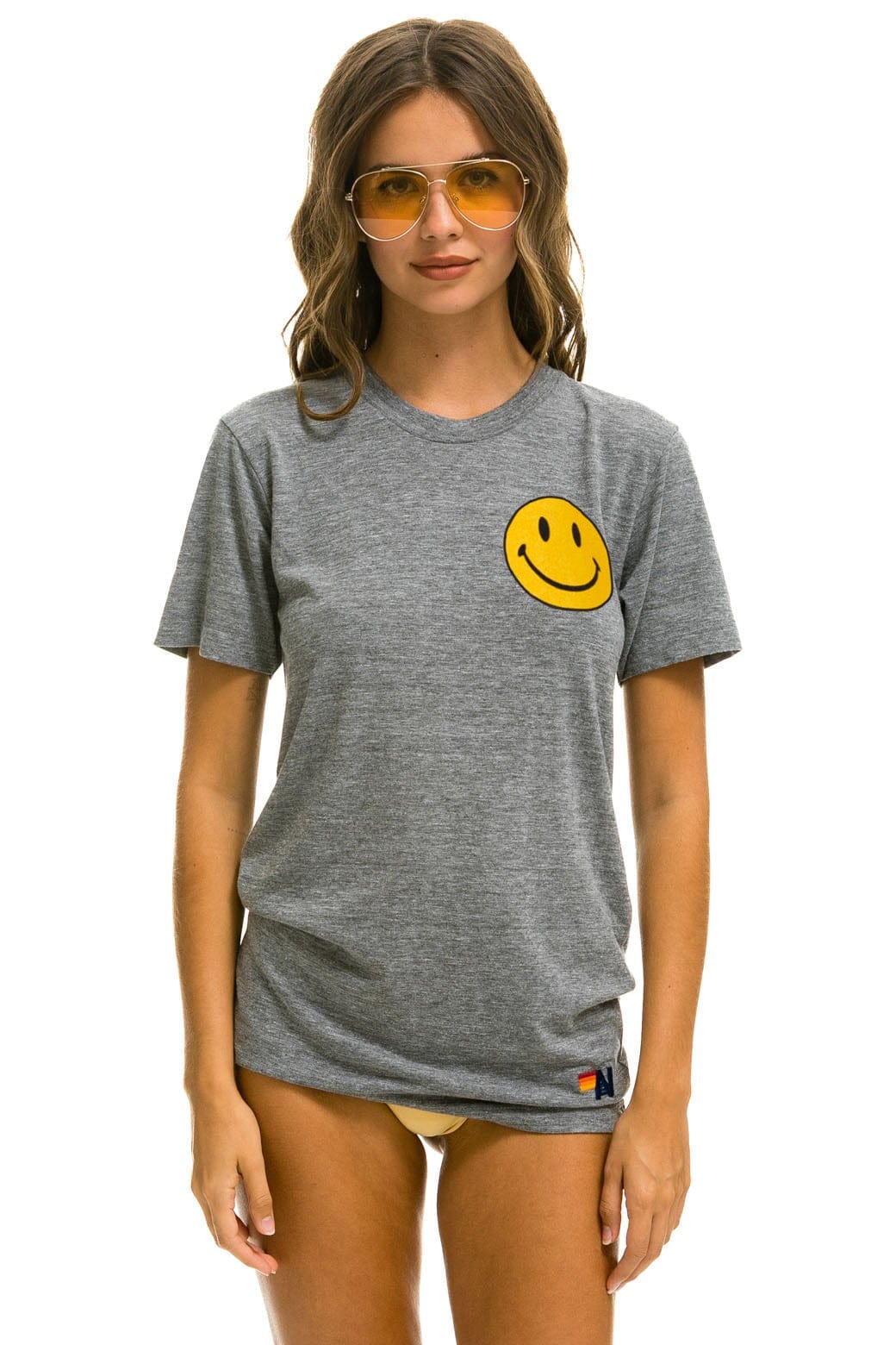 Classic SMILEY 2 CREW TEE - HEATHER GREY