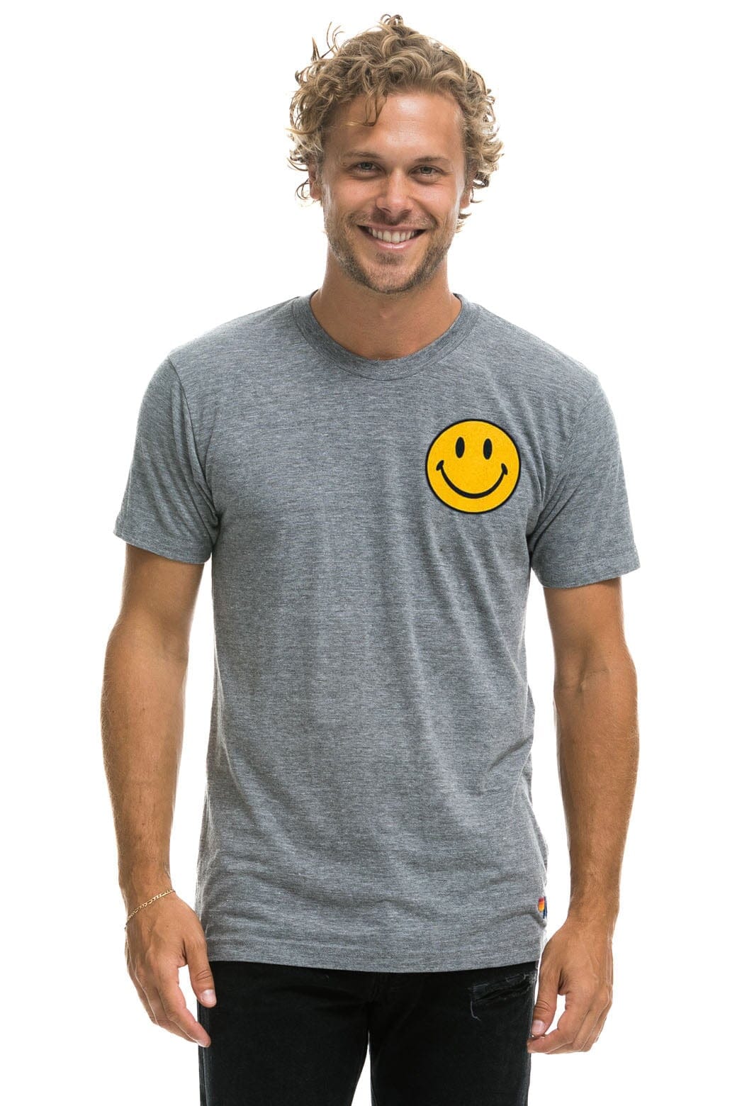 Classic SMILEY 2 CREW TEE - HEATHER GREY