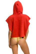 Classic SMILEY SUNSET SLEEVELESS RELAXED CROPPED PULLOVER HOODIE - RED