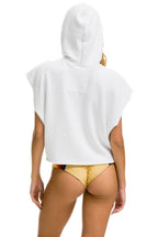 Classic SMILEY SUNSET SLEEVELESS RELAXED CROPPED PULLOVER HOODIE - WHITE