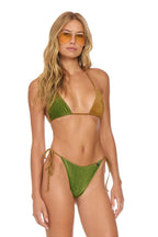 Classic SPARKLE 2 TONE TURKS TRIANGLE BIKINI TOP - ARMY MOCHA