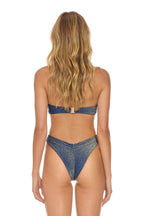 Classic SPARKLE ST TROPEZ BANDEAU HALTER BIKINI TOP - NAVY