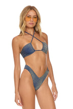 Classic SPARKLE ST TROPEZ BANDEAU HALTER BIKINI TOP - NAVY