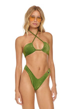 Classic SPARKLE ST TROPEZ SCRUNCH CHEEKY BIKINI BOTTOMS - ARMY