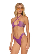Classic SPARKLE ST TROPEZ SCRUNCH CHEEKY BIKINI BOTTOMS - GRAPE