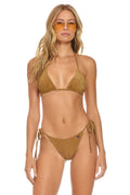 Classic SPARKLE TURKS SIDE TIE CHEEKY BIKINI BOTTOMS - MOCHA