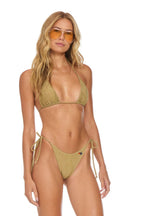 Classic SPARKLE TURKS SIDE TIE CHEEKY BIKINI BOTTOMS - SAND
