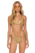 Classic SPARKLE TURKS SIDE TIE CHEEKY BIKINI BOTTOMS - SAND