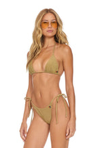 Classic SPARKLE TURKS SIDE TIE CHEEKY BIKINI BOTTOMS - SAND