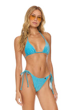 Classic SPARKLE TURKS SIDE TIE CHEEKY BIKINI BOTTOMS - SKY