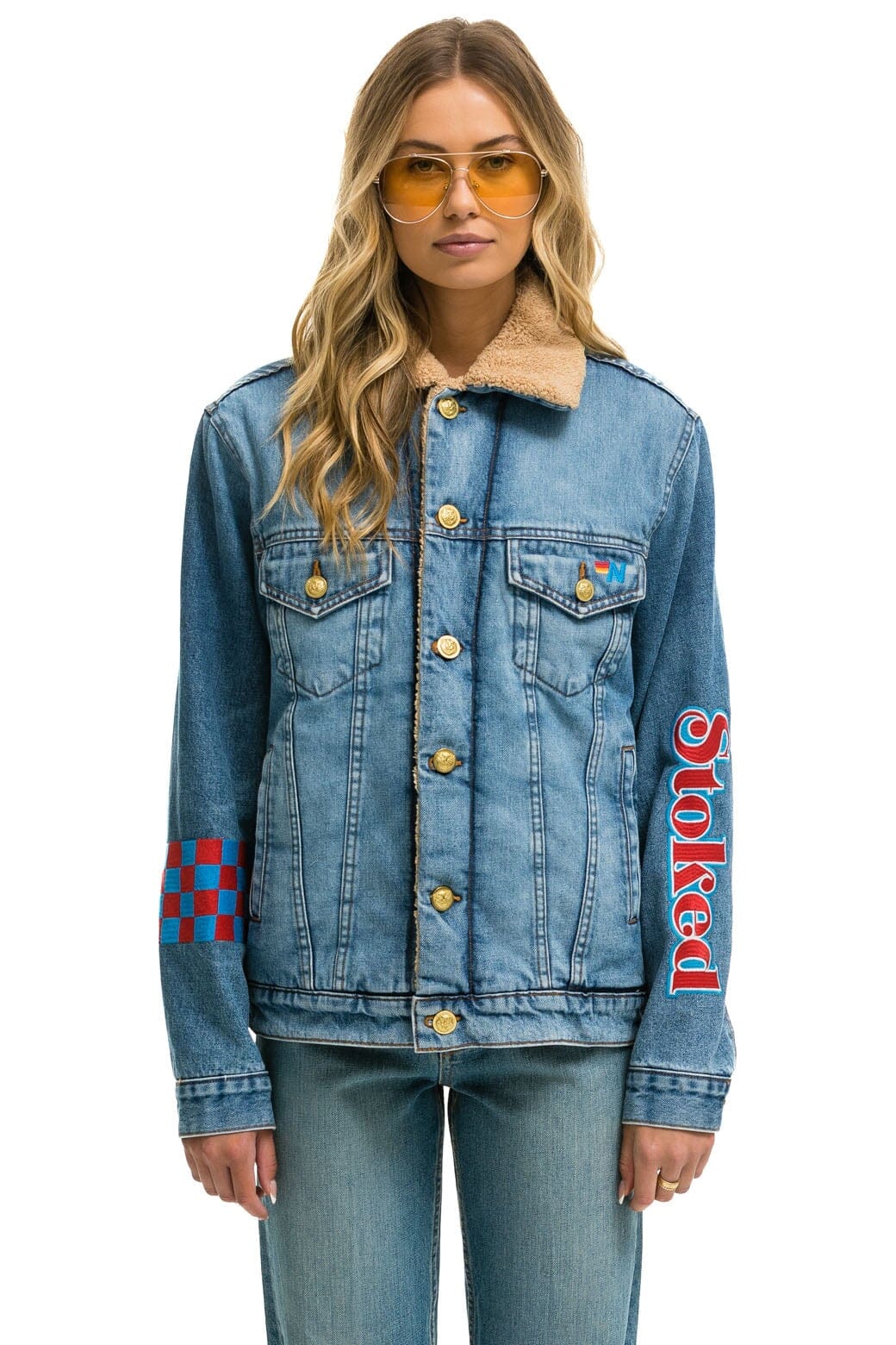 Classic STOKED BOLT SMILEY RANCH SHERPA DENIM JACKET- SUPER LIGHT