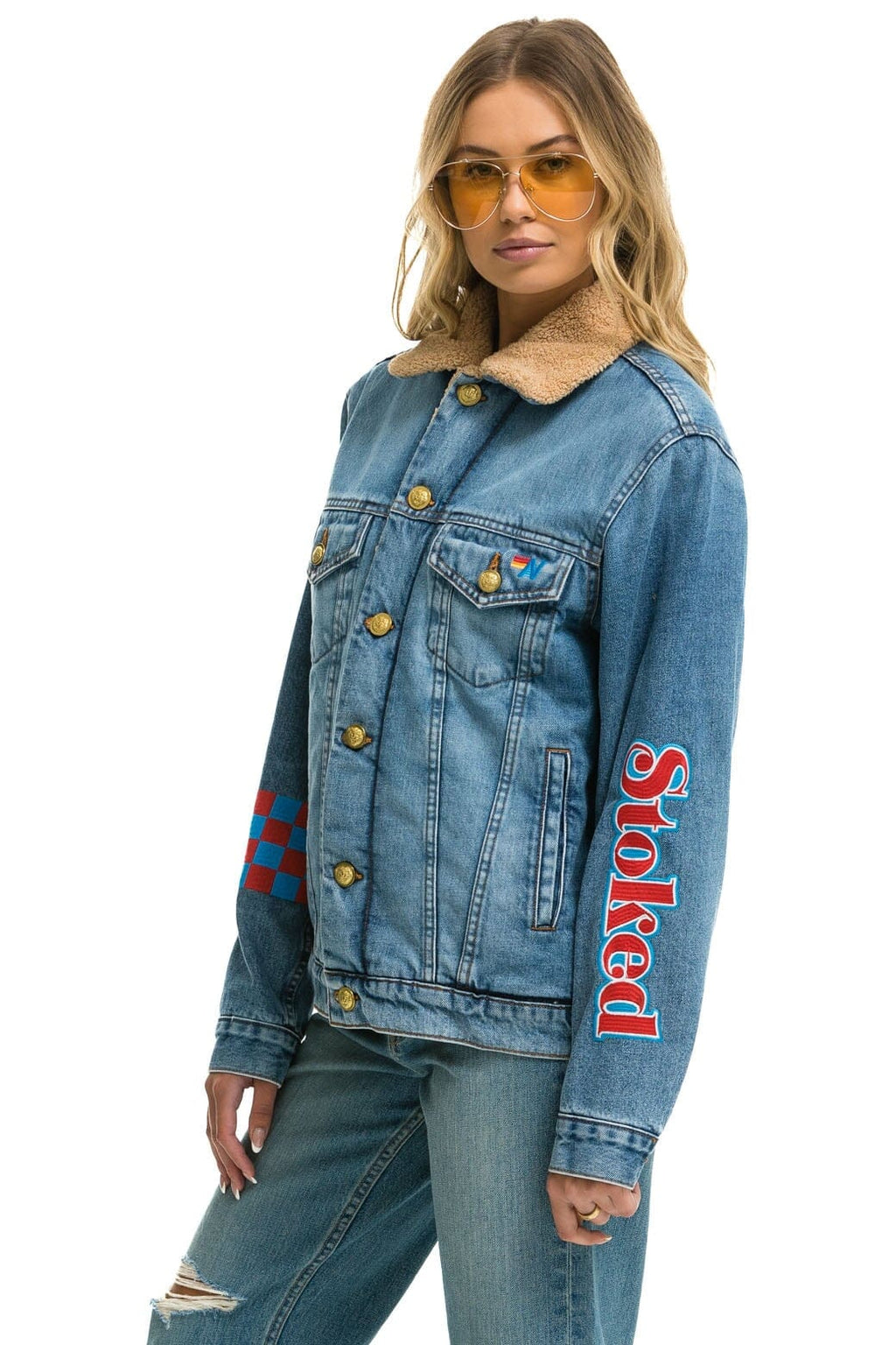 Classic STOKED BOLT SMILEY RANCH SHERPA DENIM JACKET- SUPER LIGHT