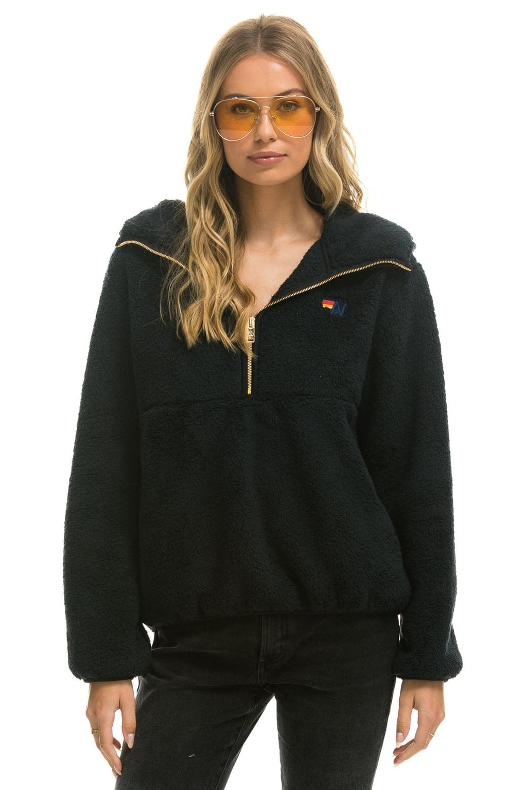 Classic TEDDY APRES HOODED HALF ZIP JACKET - BLACK