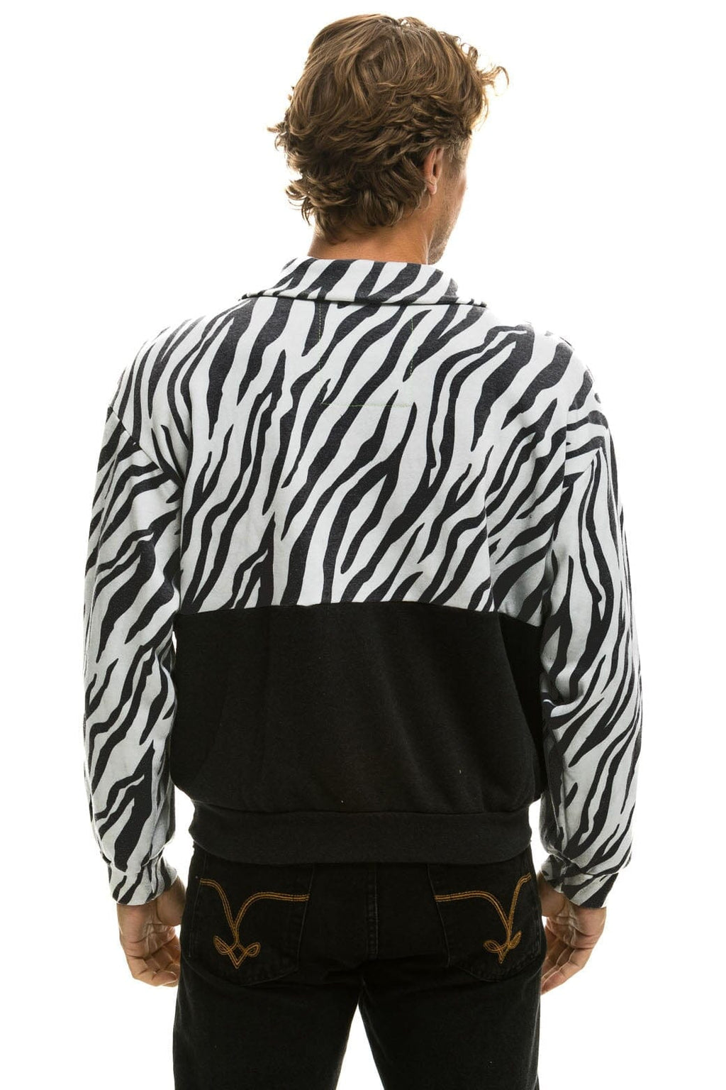 Classic ZEBRA FLEECE UNISEX HALF ZIP COLOR BLOCK JACKET - ZEBRA