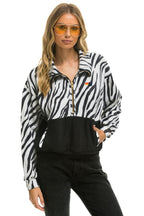Classic ZEBRA FLEECE UNISEX HALF ZIP COLOR BLOCK JACKET - ZEBRA